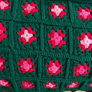 Green and Pink Crochet Blanket